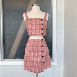 Pink plaid academia set